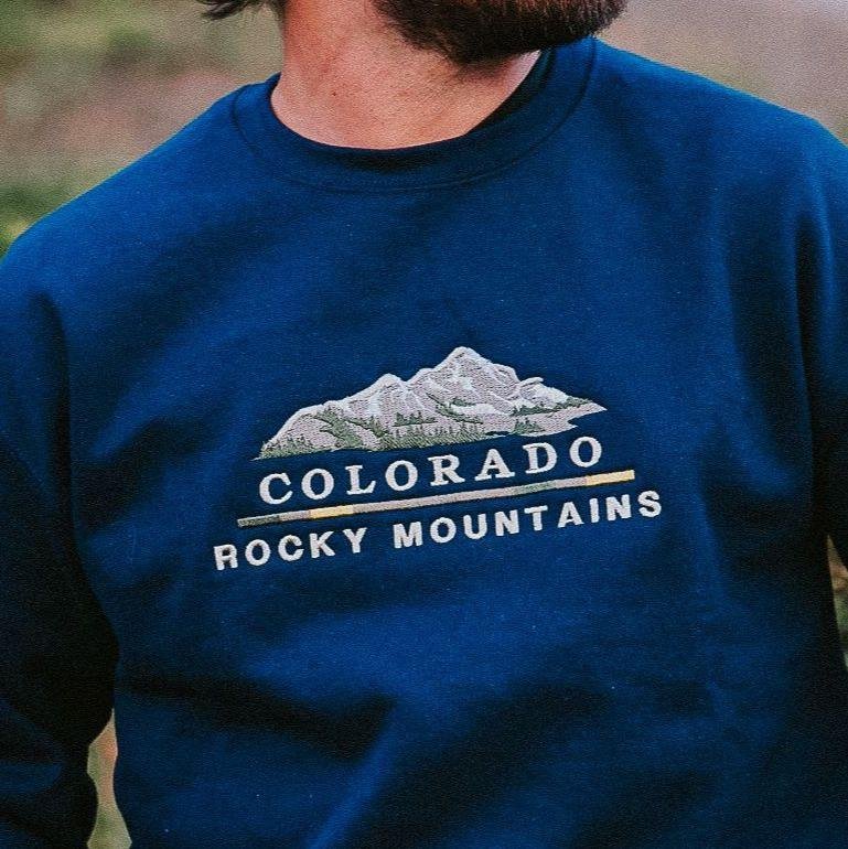 Earth Images Peaks Embroidered Colorado Crewneck