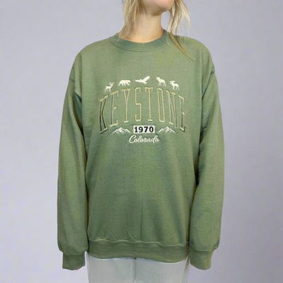 Suede Keystone Colorado Embroidery Crewneck