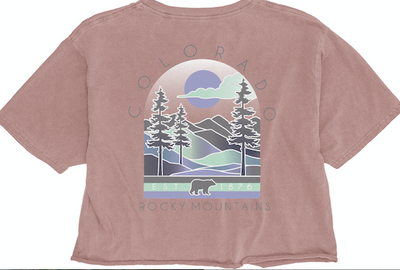 Calmly Mountains Colorado Cropped Short Sleeve T-Shirt