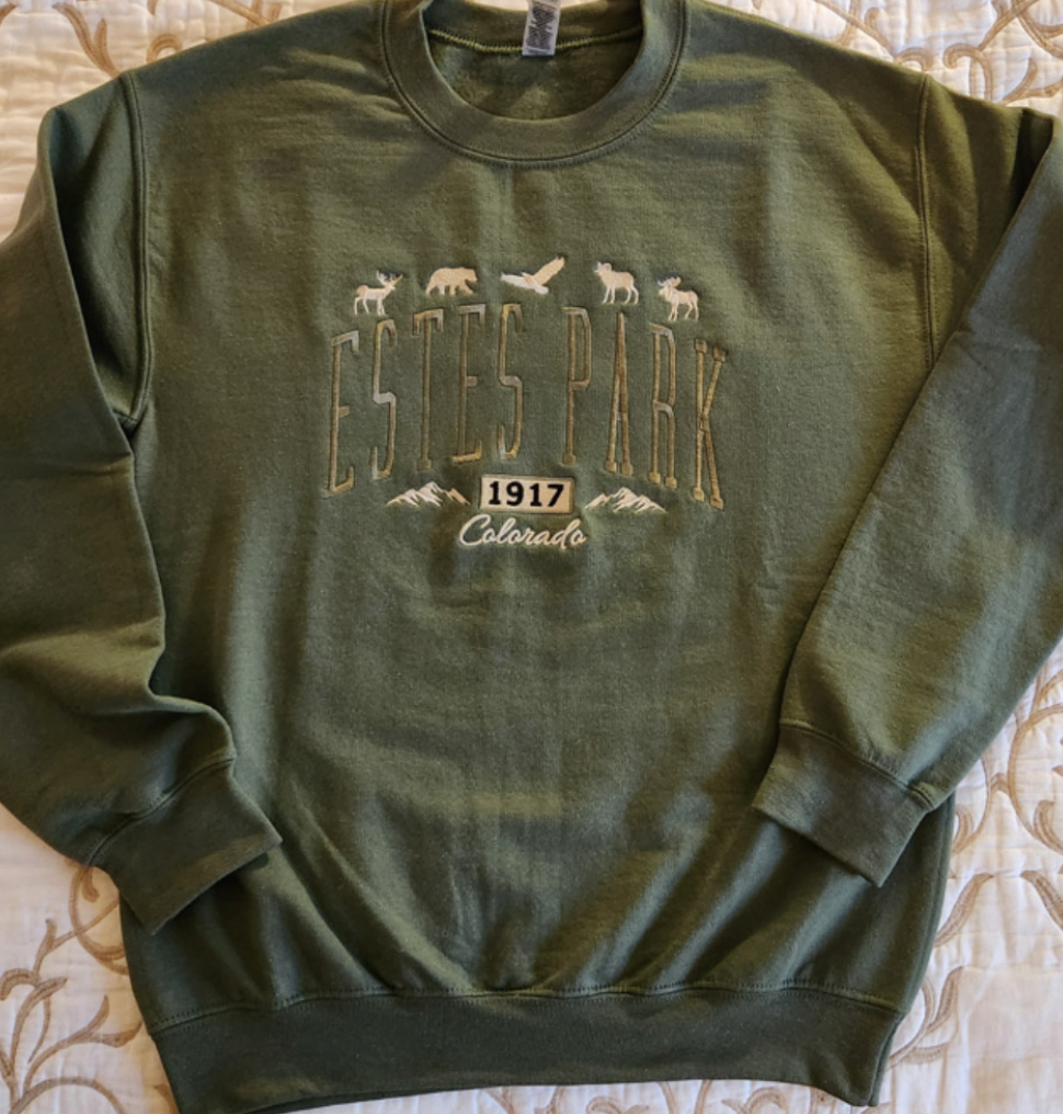 Suede Keystone Colorado Embroidery Crewneck